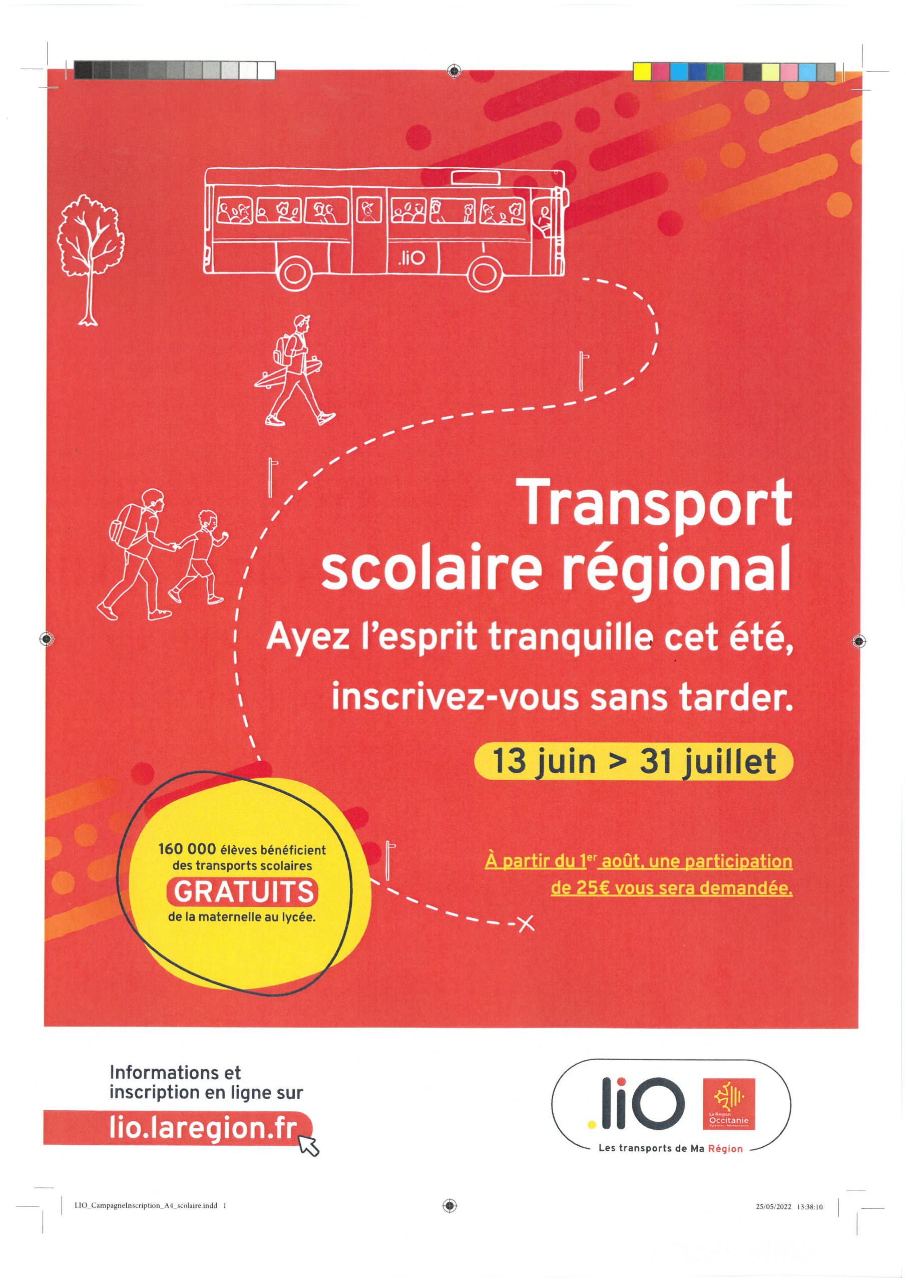 Lire la suite à propos de l’article TRANSPORT SCOLAIRE REGIONAL : INSCRIPTION RENTREE 2022